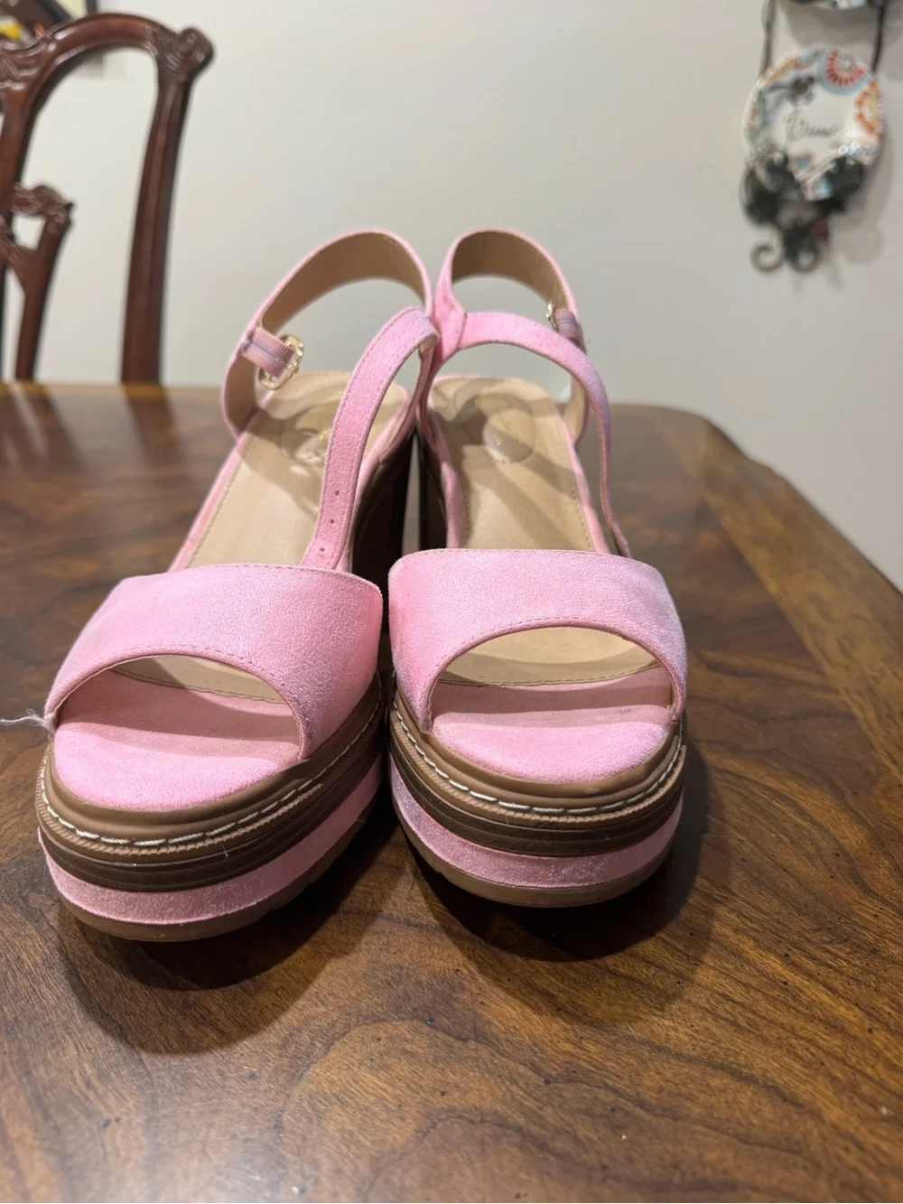 Cato Pink Platform Slingback Sandals